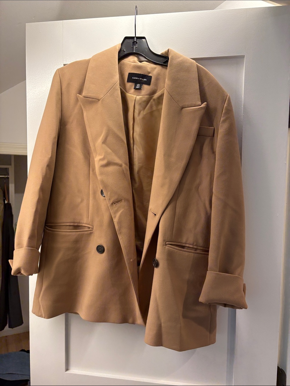Karen Millen Camel Double-Breasted Blazer